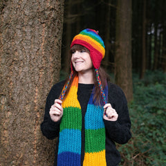 Chunky Rainbow Earflap Hat-Siesta Crafts