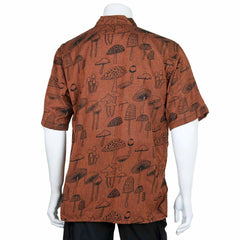 Mushroom Print Short Sleeved Kurta-Siesta Crafts