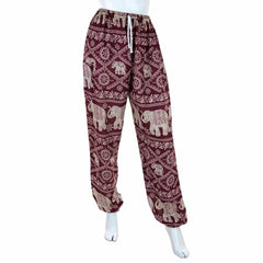 Drawstring Elephant Print Trousers-Siesta Crafts