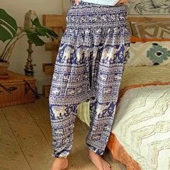Elephant Print Ali Baba Trousers-Siesta Crafts
