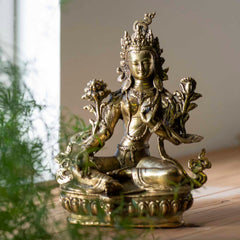 Brass Green Tara Statue No.391-Siesta Crafts