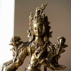 Brass Green Tara Statue No.391-Siesta Crafts