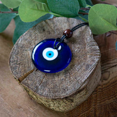 Large Glass Evil Eye Necklace-Siesta Crafts