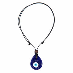 Large Drop Glass Evil Eye Necklace-Siesta Crafts