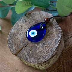 Large Drop Glass Evil Eye Necklace-Siesta Crafts