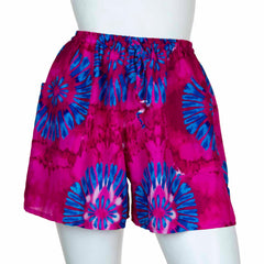 Bright and Bold Tie Dye Shorts with Pockets-Siesta Crafts