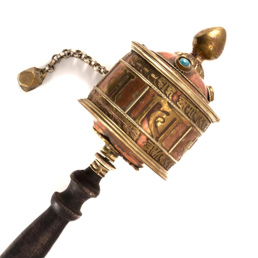 Copper Om Mantra Prayer Wheel No.284-Siesta Crafts