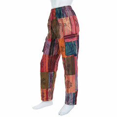 Stonewash Patch Blockprint Trousers-Siesta Crafts
