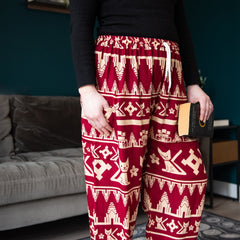 Drawstring Cat Print Trousers-Siesta Crafts