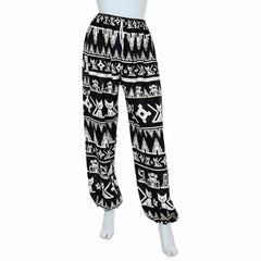 Drawstring Cat Print Trousers-Siesta Crafts