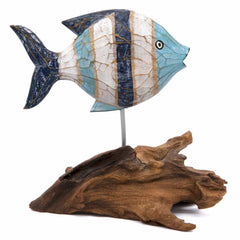 Blue Rustic Fish on Driftwood-Siesta Crafts
