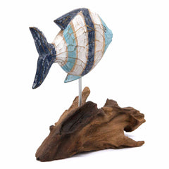 Blue Rustic Fish on Driftwood-Siesta Crafts