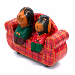 Dogs on a Sofa Woodcarving-Siesta Crafts