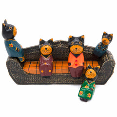 Cats on a Sofa Woodcarving-Siesta Crafts