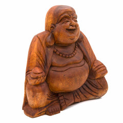 Laughing Buddha Woodcarving 30cm-Siesta Crafts
