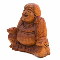 Laughing Buddha Woodcarving 30cm-Siesta Crafts