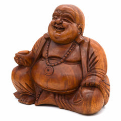 Laughing Buddha Woodcarving 40cm-Siesta Crafts