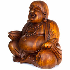 Laughing Buddha Woodcarving 50cm-Siesta Crafts