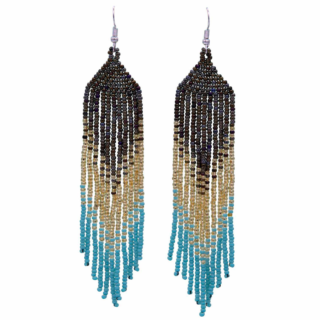 Long Tassel Glass Bead Earrings-Siesta Crafts