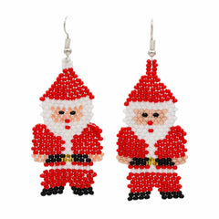 Glass Bead Santa Earrings Large-Siesta Crafts