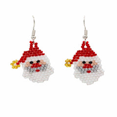Glass Bead Santa Head Earrings Small-Siesta Crafts