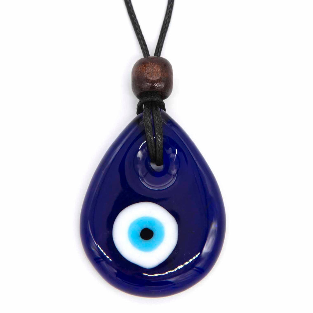 Large Drop Glass Evil Eye Necklace-Siesta Crafts