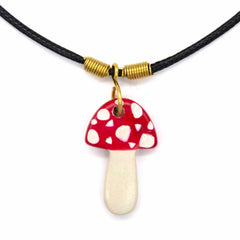 Soapstone Mushroom Pendant Necklace-Siesta Crafts