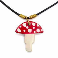 Soapstone Mushroom Pendant Necklace-Siesta Crafts