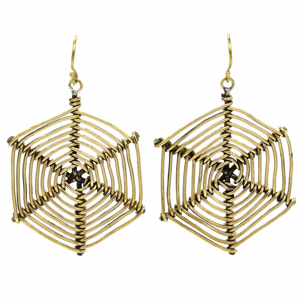 Spider Web Brass Earrings-Siesta Crafts