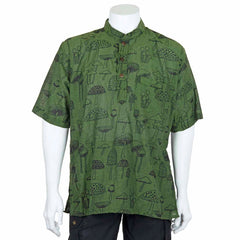 Mushroom Print Short Sleeved Kurta-Siesta Crafts