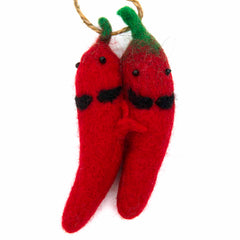 Chilli Pair Felt Hanging Decoration-Siesta Crafts
