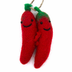 Chilli Pair Felt Hanging Decoration-Siesta Crafts