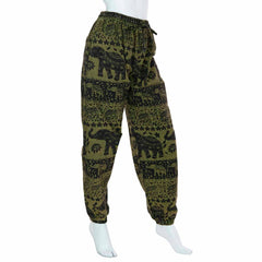 Autumnal Elephant Print Trousers-Siesta Crafts