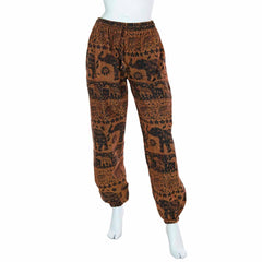 Autumnal Elephant Print Trousers-Siesta Crafts