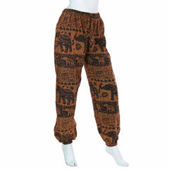 Autumnal Elephant Print Trousers-Siesta Crafts