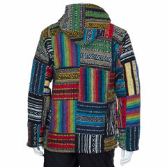 Patchwork Brushed Gheri Fleece Lined Hoodie-Siesta Crafts