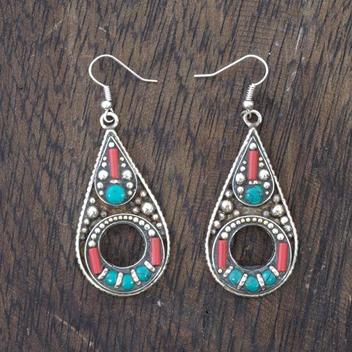 Metal Oval Earrings-Siesta Crafts