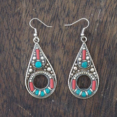Metal Oval Earrings-Siesta Crafts
