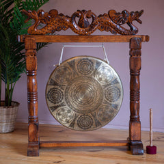 Extra Large Shri Yantra Etched Metal Gong No. 69-Siesta Crafts
