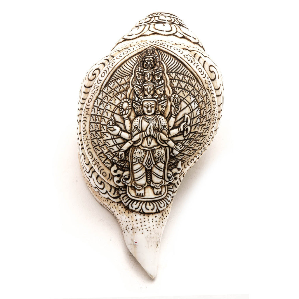 Etched Conch Shell - Avalokiteswora-Siesta Crafts