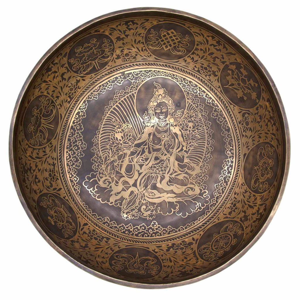 Special Etched Green Tara Singing Bowl-Siesta Crafts