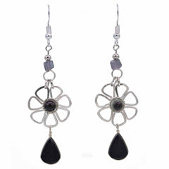 Stone Drop Flower Earrings-Siesta Crafts