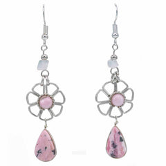 Stone Drop Flower Earrings-Siesta Crafts