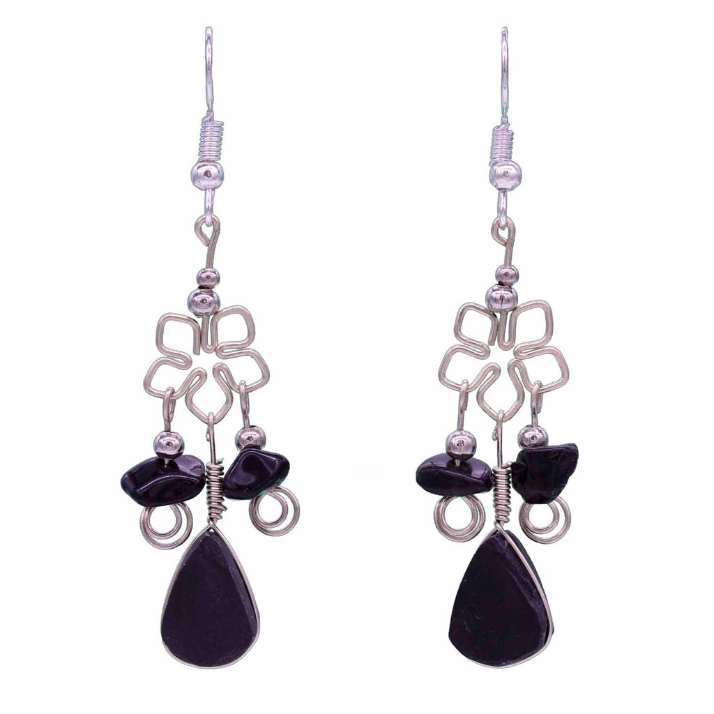 Flower Stone Drop Earrings-Siesta Crafts