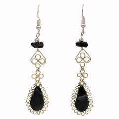 Stone Drop Curls Earrings-Siesta Crafts