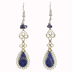 Stone Drop Curls Earrings-Siesta Crafts