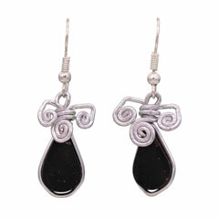 Stone Drop Triple Spiral Earrings-Siesta Crafts