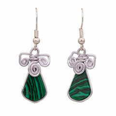 Stone Drop Triple Spiral Earrings-Siesta Crafts