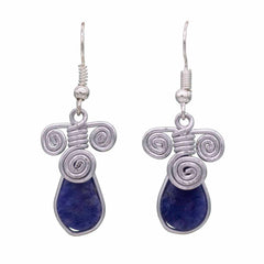 Stone Drop Triple Spiral Earrings-Siesta Crafts