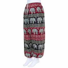 Drawstring Elephant Print Trousers-Siesta Crafts
